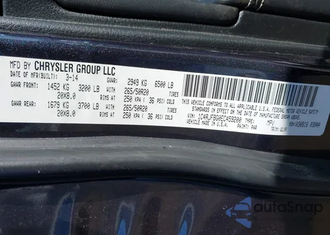 2014 Jeep Grand Cherokee Limited z USA, uszkodzony, nr VIN 1C4RJFBG0EC459200